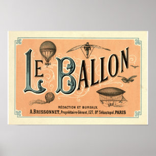 Le Ballon 1883 aeronautische Zeitschrift Anzeige Poster