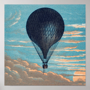 Le Ballon Französischer Vintage-Ballon Lithografie Poster