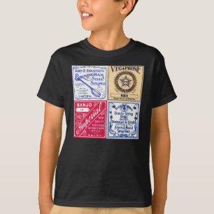 Le banjo ficelle le T-shirt court foncé de la