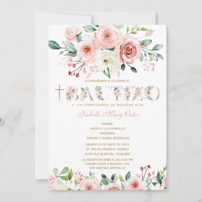 Le Baptême et Premier Anniversaire invitation de n (Devant)