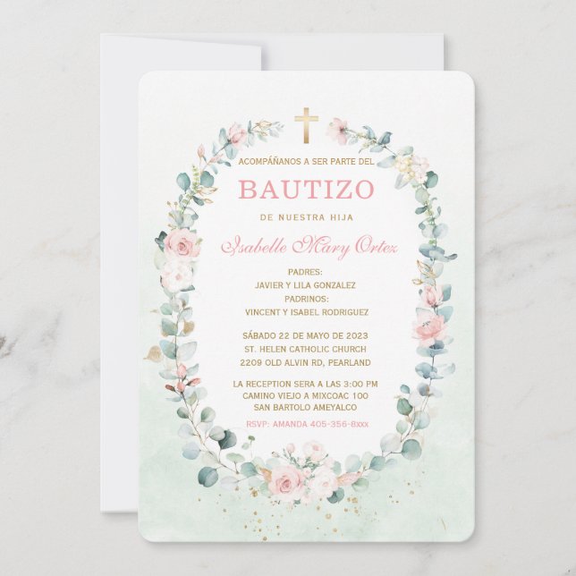 Le Baptême invitation de notre fille (Devant)