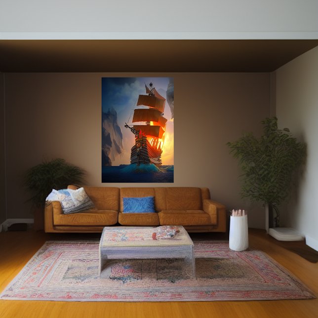 Le bateau pirate en mer | AI Art Poster (Créateur téléchargé)