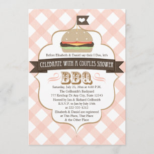 Le BBQ rose couple des invitations de wedding