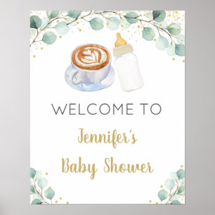 Le bébé brasse du café Affiche de bienvenue de ver