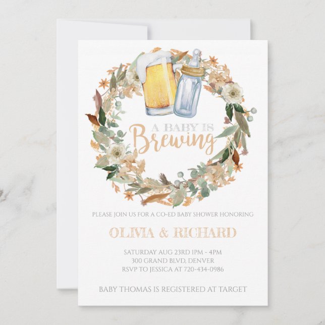 Le bébé d'automne brasse une invitation au Baby sh (Devant)