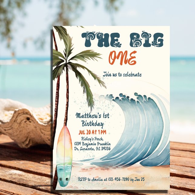 Le Big One Surfe Sur Une Grande Vague Invitation A (Créateur téléchargé)