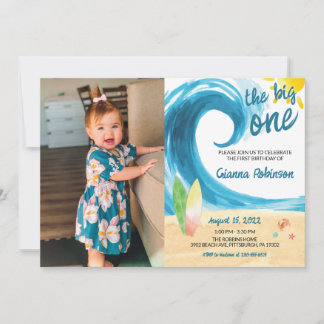 Le Big One Surfer Première Invitation d'anniversai