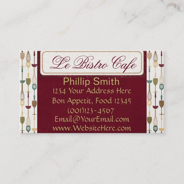 Le Bistro Café Carte de visite (Devant)