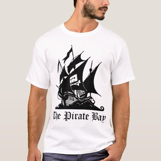 Le blanc de T-shirt de baie de pirate (Devant)