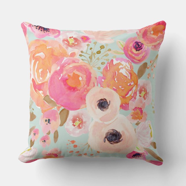 Le bleu de fleur d'Indy rougissent coussin floral (Recto)
