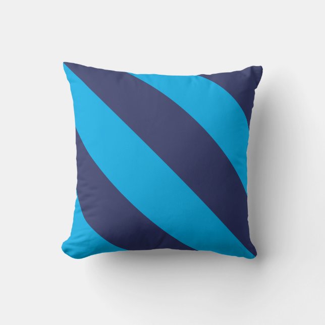 Le bleu et le bleu marine ont barré le coussin 16" (Recto)