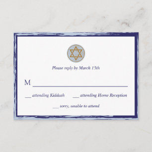 Le bleu et l'or de carte de Mitzvah RSVP de barre