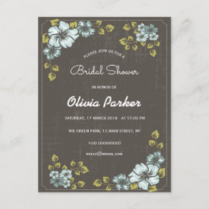 le bleu fleurit les cartes postales nuptiales de