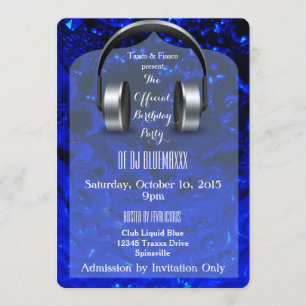 Le bleu liquide DJ Party des invitations