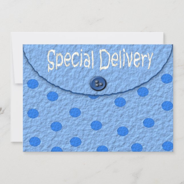 Le bleu pointille des invitations de baby shower (Devant)