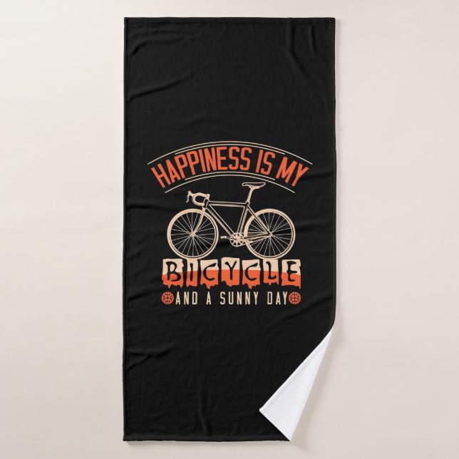 Le Bonheur Est Mon Vélo Et Un Jour Ensoleillé (Serviette de bain)