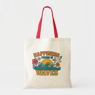 LE BONHEUR VIENT EN VAGUES – Sac cabas de plage d'