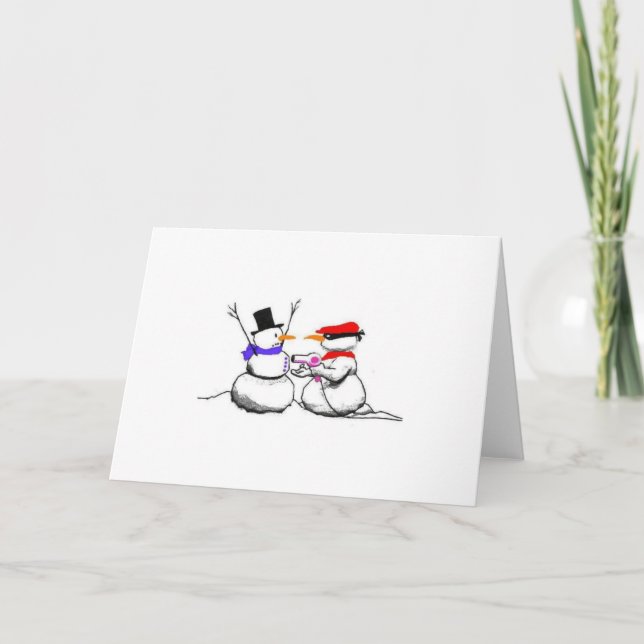 Le bonhomme de neige drôle collent la carte de (Devant)