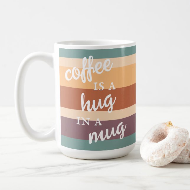 Le café est un câlin dans une Mug Moderne Couleurs (Avec donut)