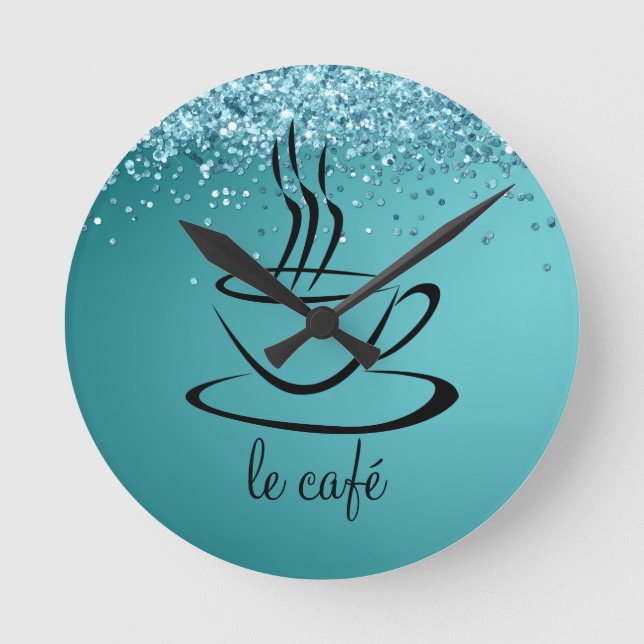 Le Cafe Personalisiert Kitchen Acryl Runde Wanduhr (Vorderseite)