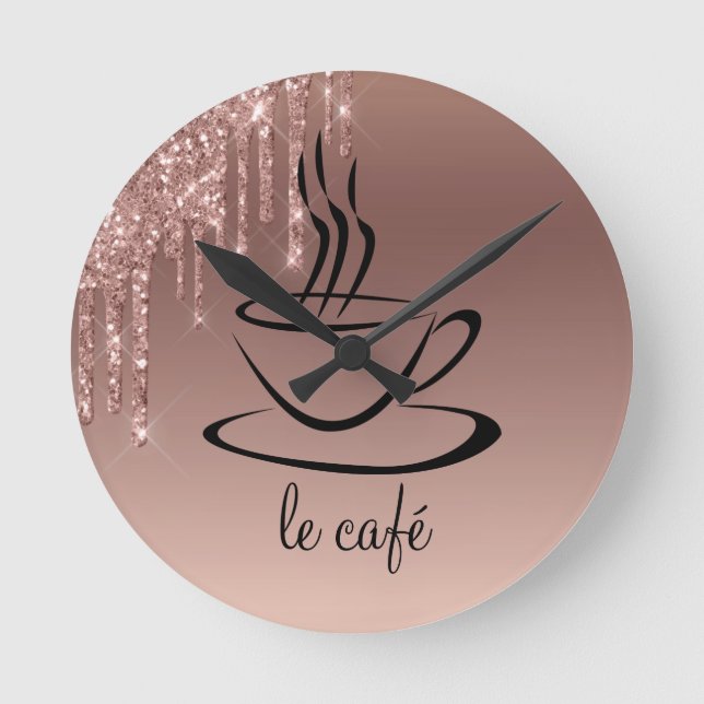 Le Cafe Personalized Kitchen Acrylic Runde Wanduhr (Vorderseite)