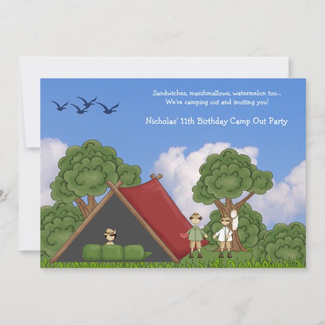 Le camping dans la forêt Invitation (Devant)