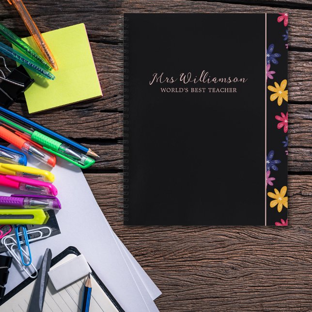Le Carnet Spiral de l'enseignant floral moderne br (Bright Modern Floral Teacher's Spiral Notebook. Say thank you with this personalised gift.)