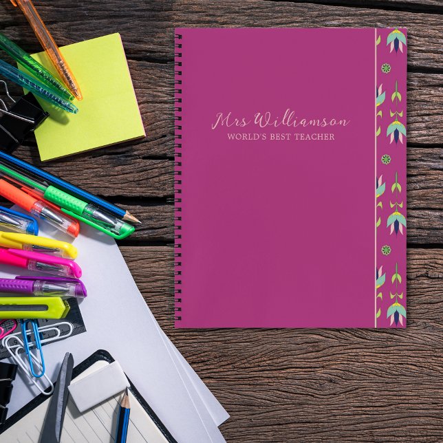 Le Carnet Spiral de l'enseignant floral moderne br (Bright Modern Floral Teacher's Spiral Notebook. Say thank you with this personalised gift.)