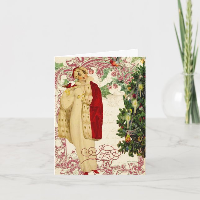 Le carte de fin de année rouge de manteau de Noël (Devant)