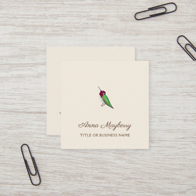 Le Carte de visite Carré des colibris d'Anna (Devant/Arrière en situation)