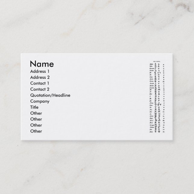 Le Carte de visite copte (Devant)