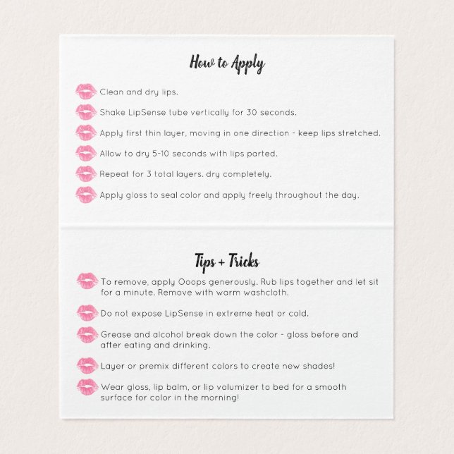 Le carte de visite de Lippies d'aquarelle - des (Intérieur déplié)