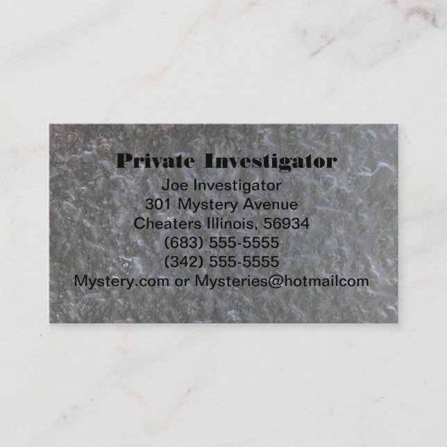 Le carte de visite d'investigateur privé (Devant)