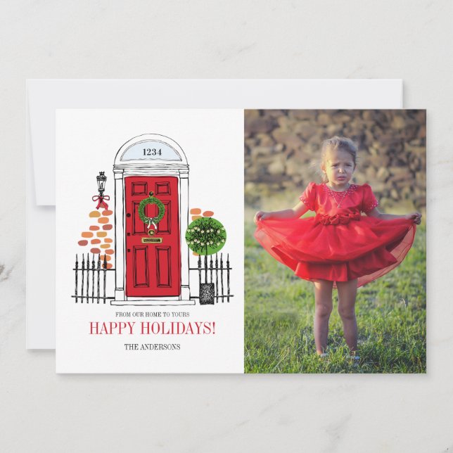 Le Carte photo de la porte de Noël des Fêtes Rouge (Devant)