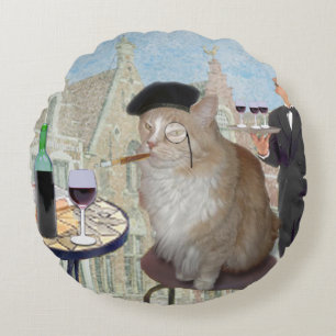 Le Cat du Café Rundes Kissen