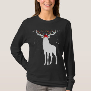 Le cerf avec le chapeau de Santa Lumières T-shirt 