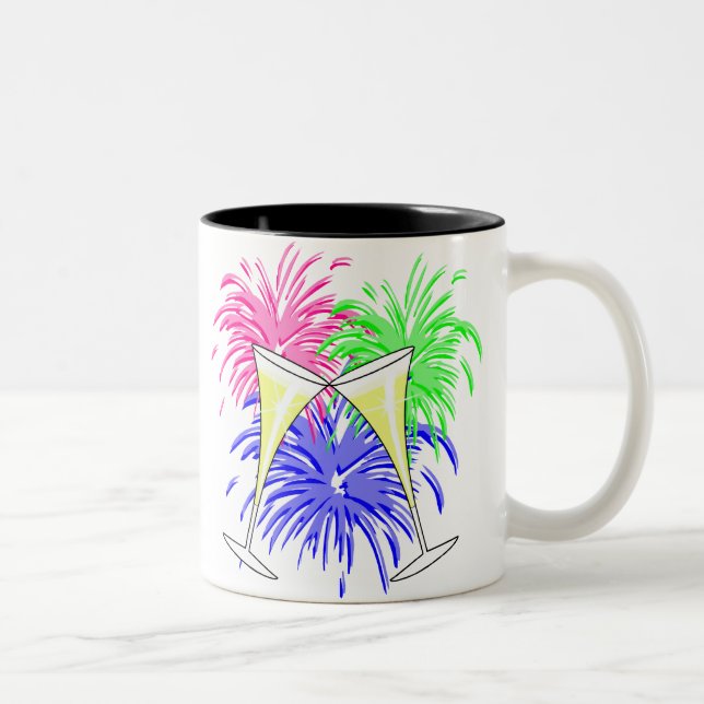 Le Champagne du Nouvel An Et Le Feu Fonctionne Mug (Droit)