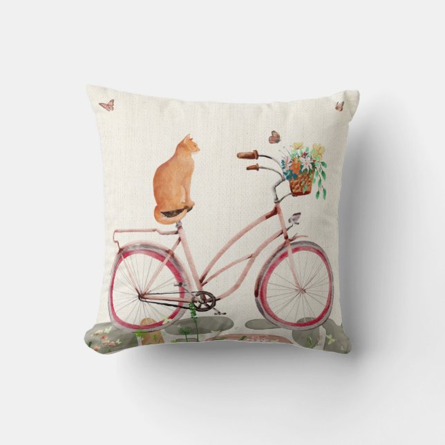 Le Chat à Vélo Throw Pillow Kissen (Vorderseite)