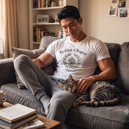 Le Chat d'Argent klassisches weißes Herren-T-Shirt T-Shirt