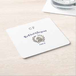 Le Chat d'Argent Parisianisches Bistro-Monogramm Rechteckiger Pappuntersetzer