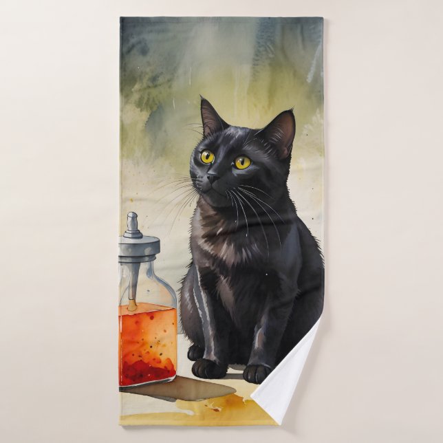 Le chat de l'alchimiste (Serviette de bain)