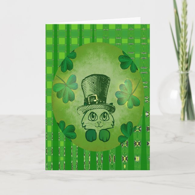 Le chat de St Patrick avec la carte de dessin de (Devant)