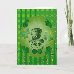 Le chat de St Patrick avec la carte de dessin de