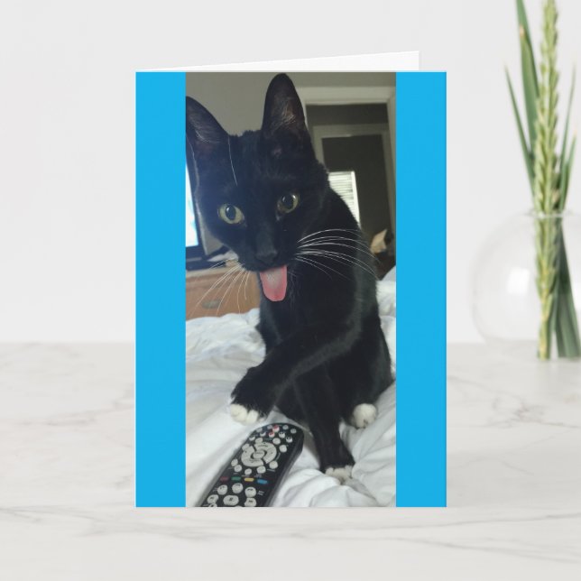 le chat drôle de carte de remerciements cache le (Devant)