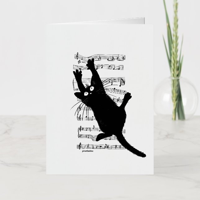 Le chat est accroché à des notes musicales (Recto)
