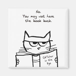 Le chat fâché vole votre livre - aimant drôle d