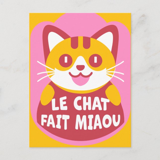Le Chat Fait Miaou Niedlich French Orange Tabby Postkarte (Vorderseite)