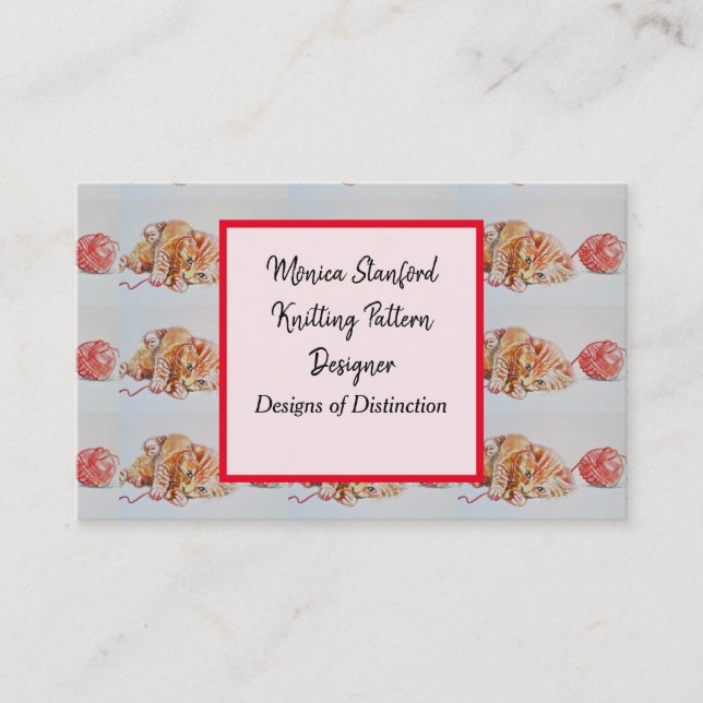 Le chat joue avec le Carte de visite d'aquarelle d (Devant)