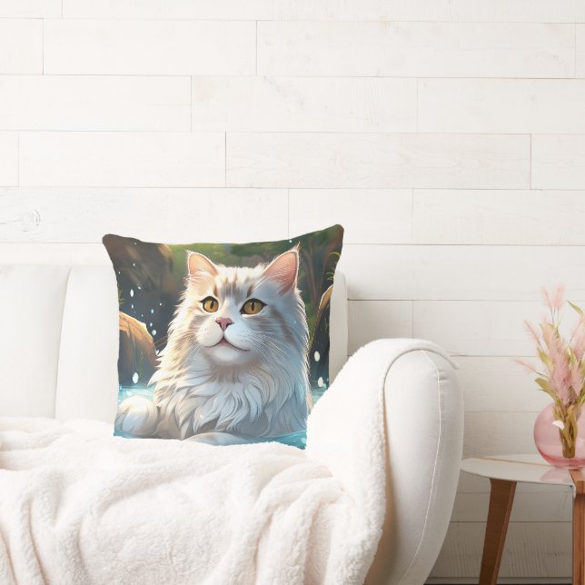 Le Chat Jouissant d'une Source Chaud - Coussin de  (Canapé)