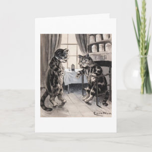 Le chat malade vintage obtiennent la carte bonne